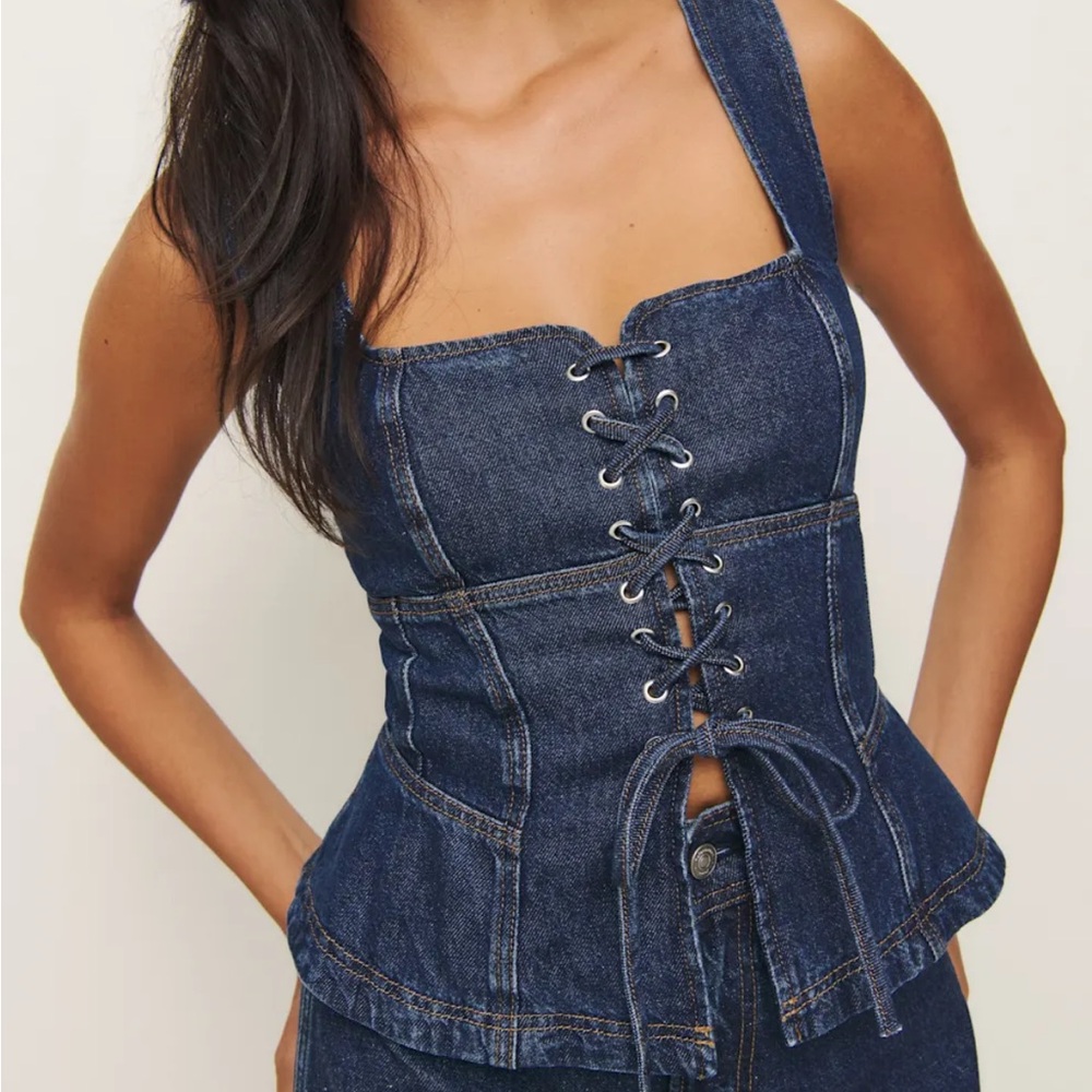 Reformation denim corset top